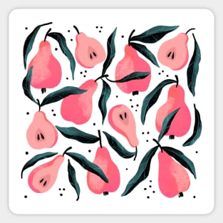 Pretty blush pink pear pattern with leaves Sticker